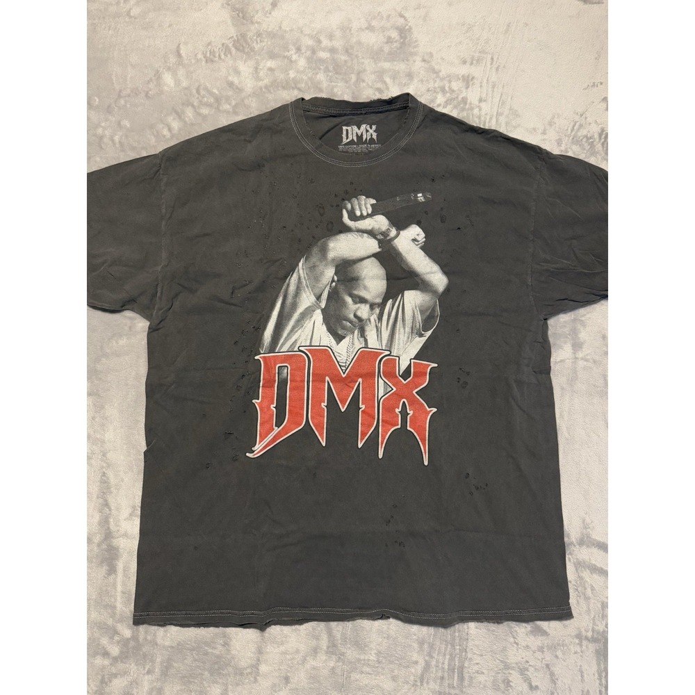 DMX Graphic T-Shirt Men 1X Gray Distressed Washed Hip Hop Rap Tee